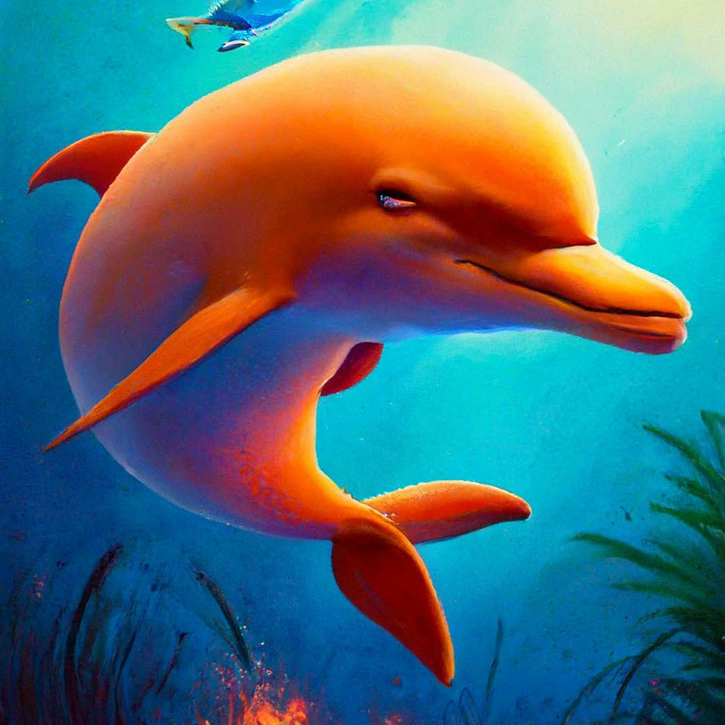 «Orange dolphin» — картинка создана в Шедевруме