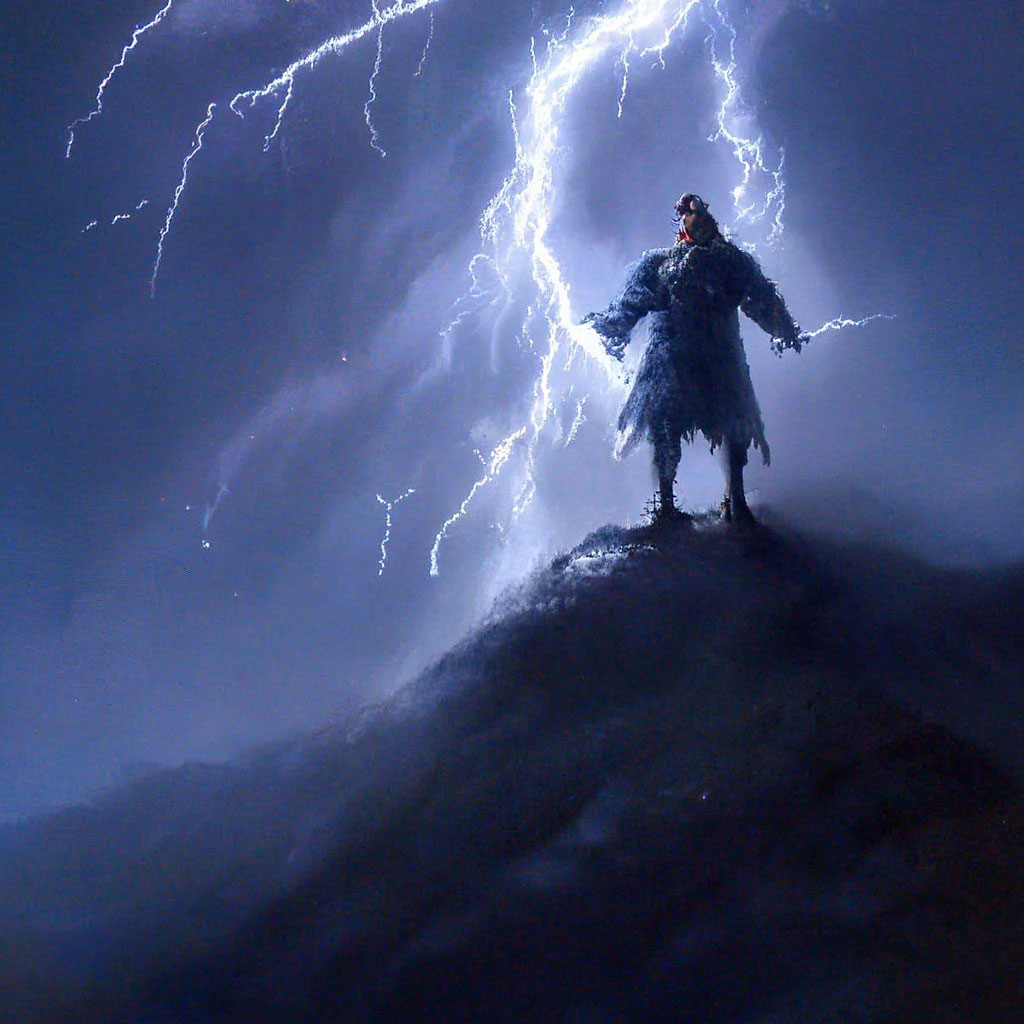 «Грохочет гром сверкает молния в …» — создано в Шедевруме