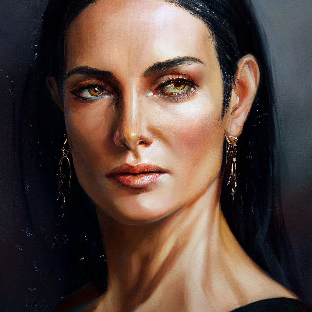 «Черноволосая женщина за 40 с …» — картинка создана в Шедевруме