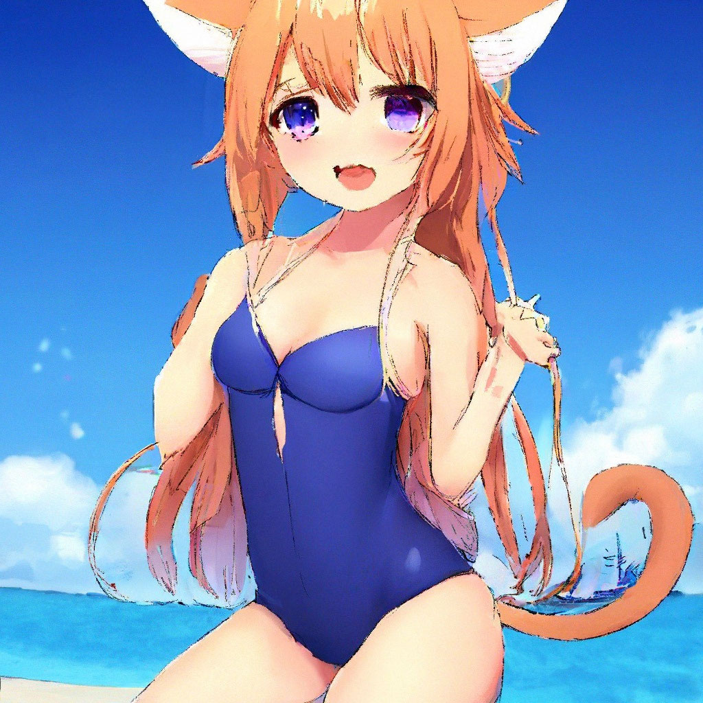 Неко лоли в купальнике.