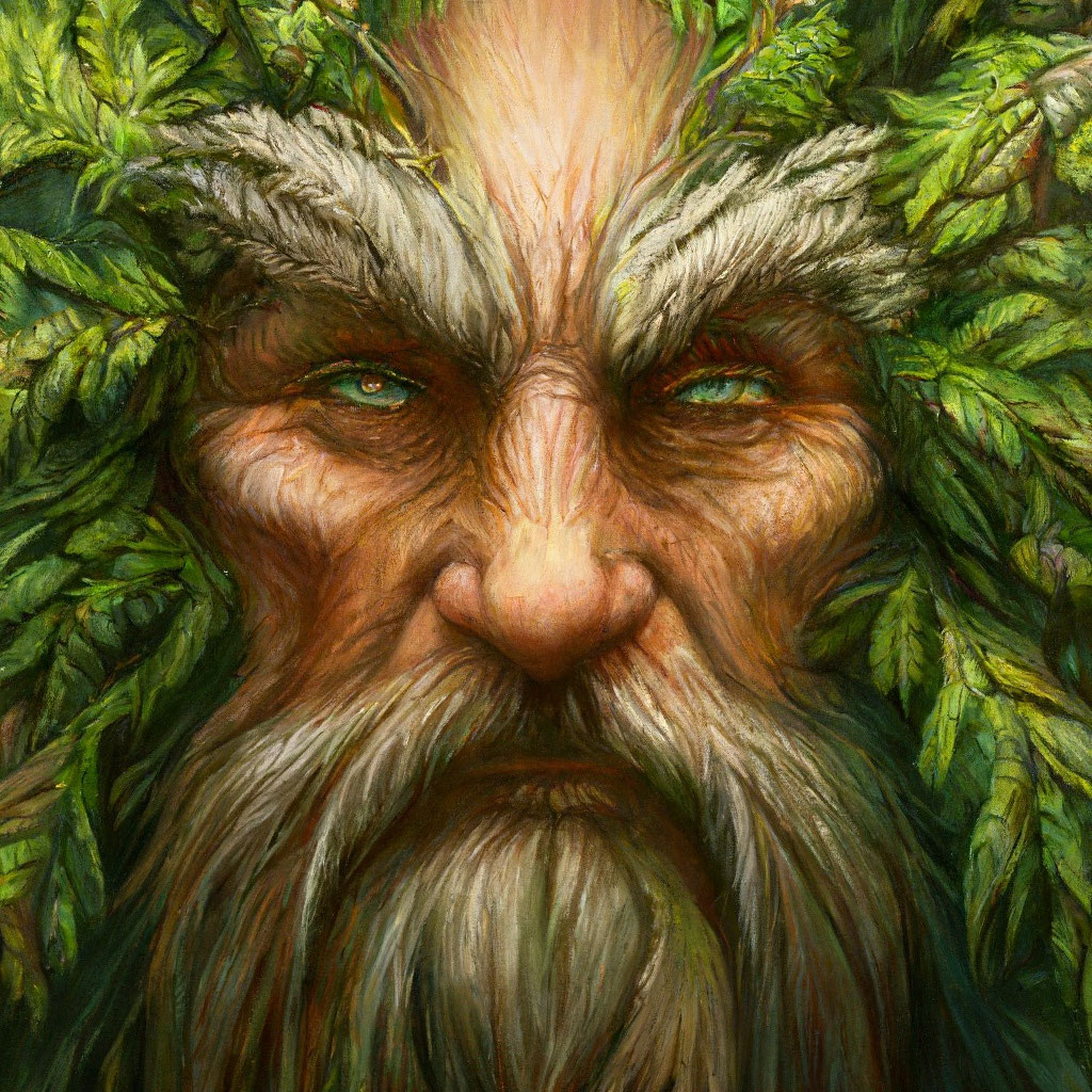 «Мудрый дуб с лицом» — картинка создана в Шедевруме