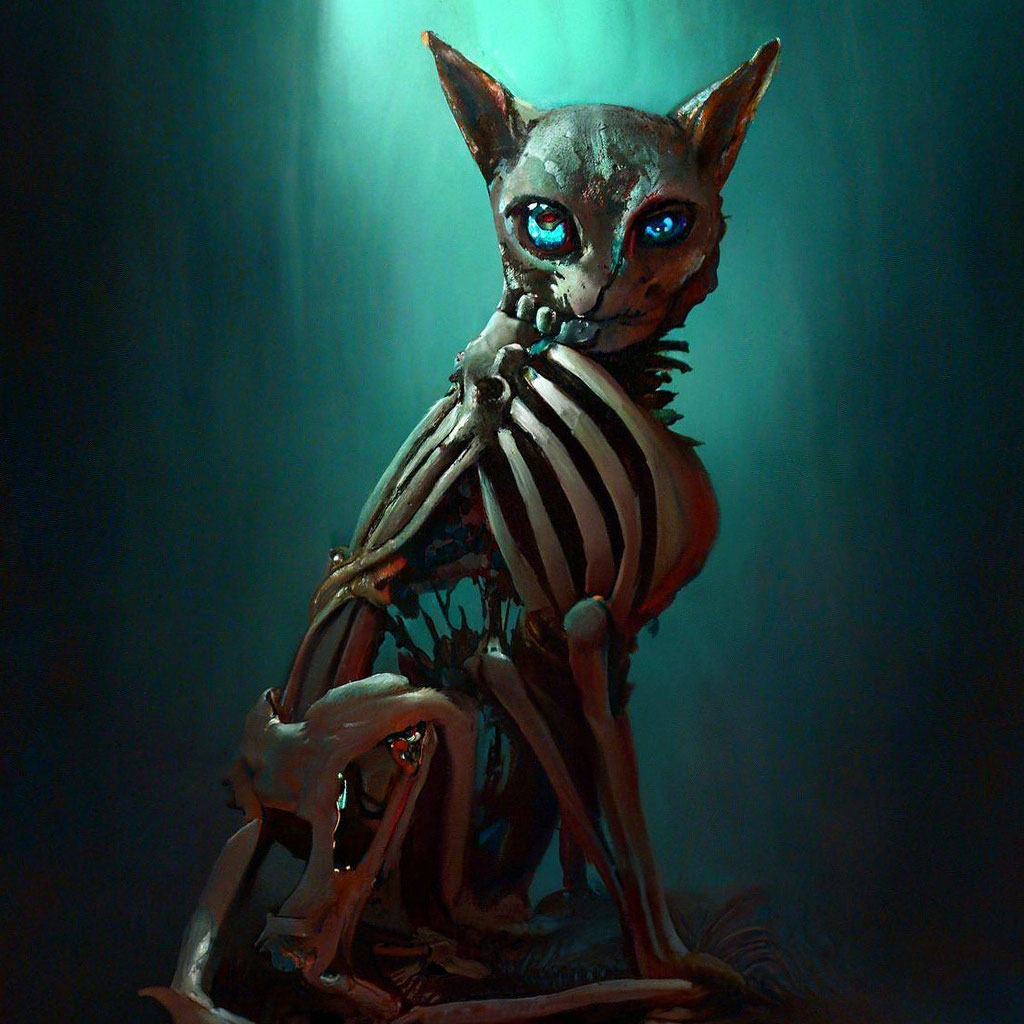 «Кот-скелет» — картинка создана в Шедевруме