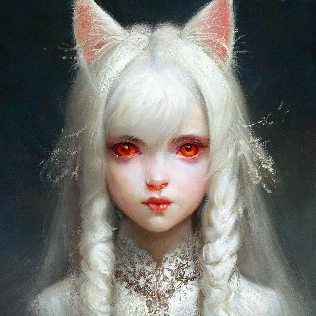 Кот альбинос с красными глазами