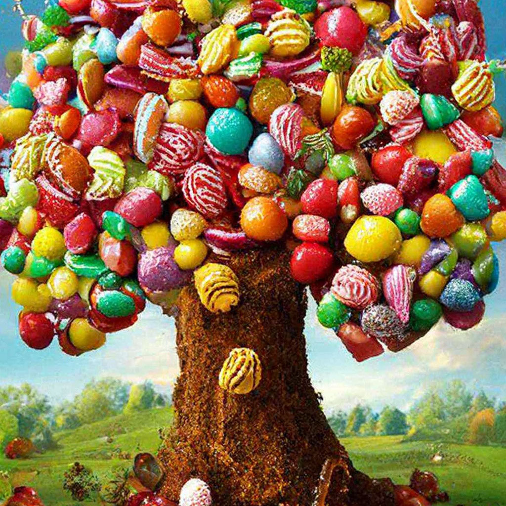 «Дерево на котором растут конфеты в…» — создано в Шедевруме