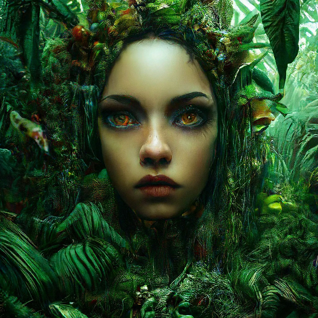 Красивая девушка иллюстрация в джунглях