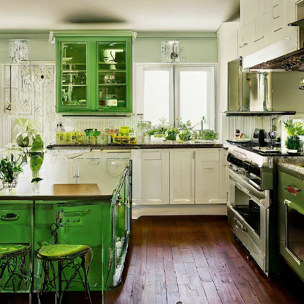 Зеленая кухня: 30 лучших фото в интерьере