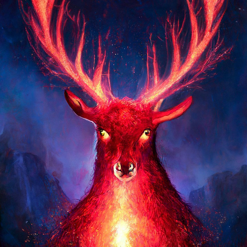 "Red deer in the sky" - image created in Shedevrum