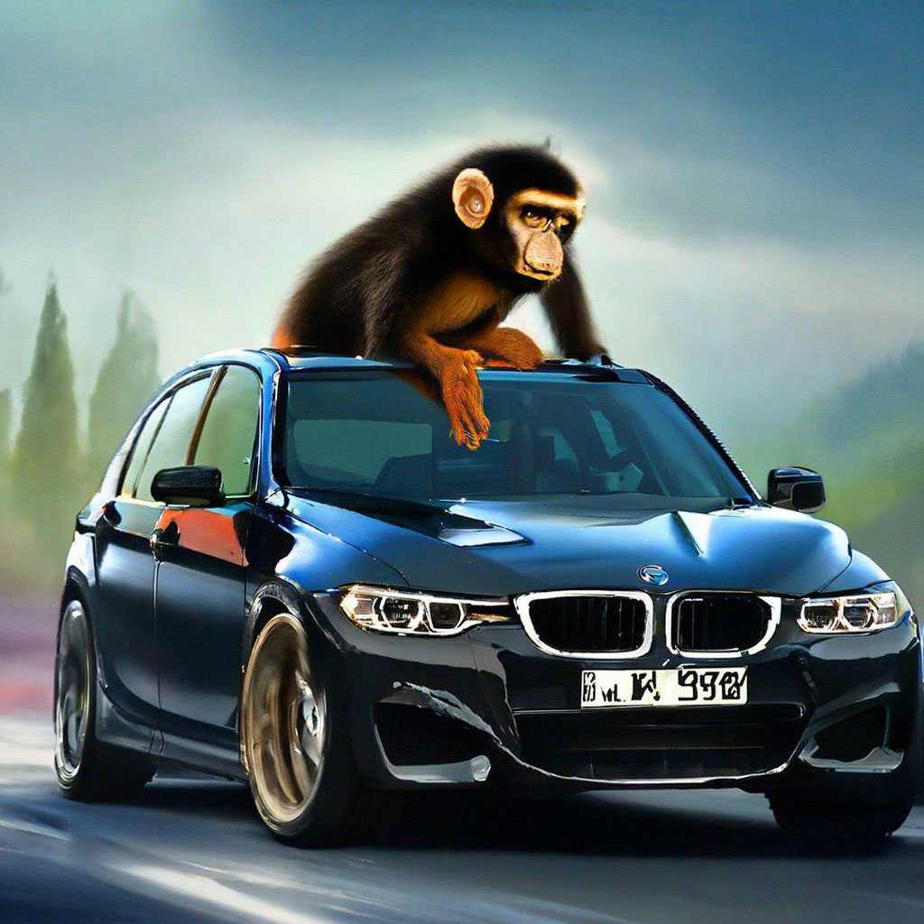 Bmw 3 f30, за рулём обезьяна, чёрный цвет … | T E» — Шедеврум