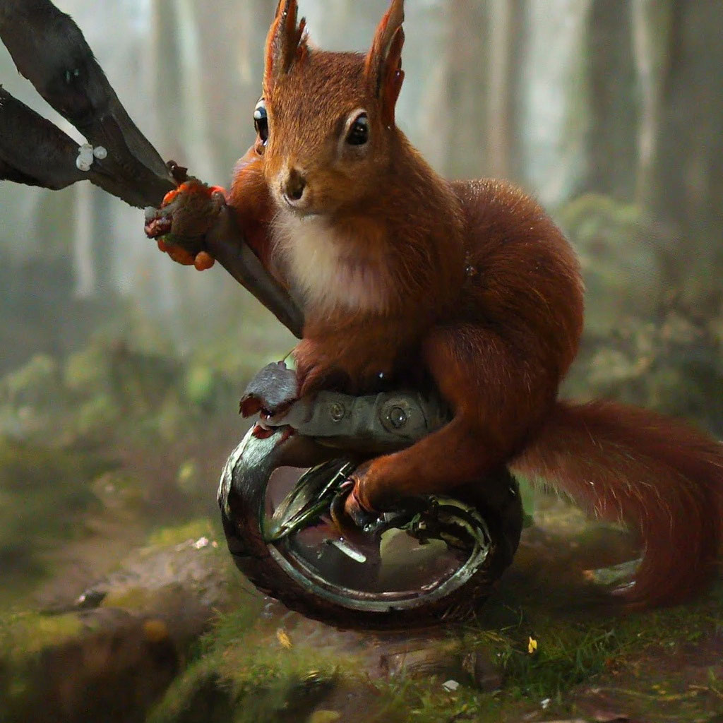 «Белка в колесе» — картинка создана в Шедевруме