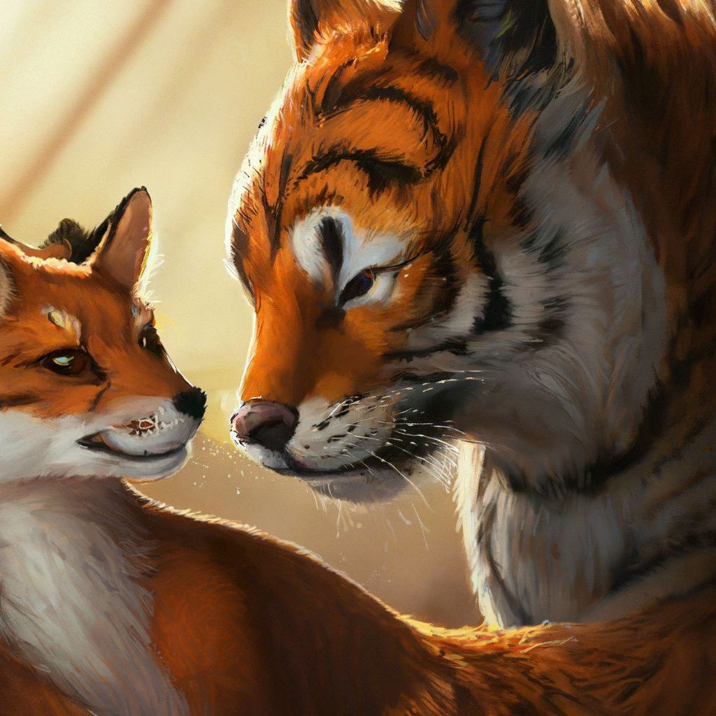 Fox and tiger love