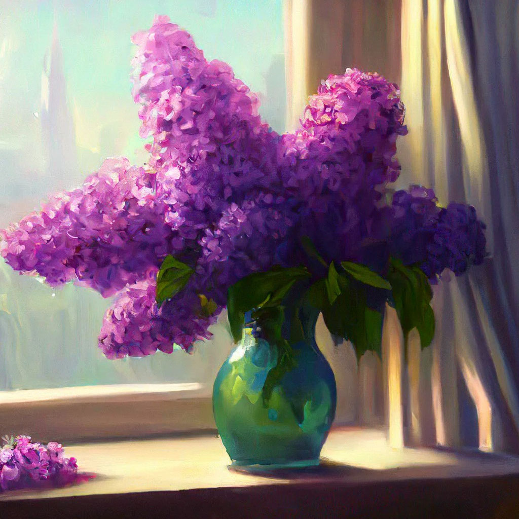 «Сирень у окна, 4к» — создано в Шедевруме