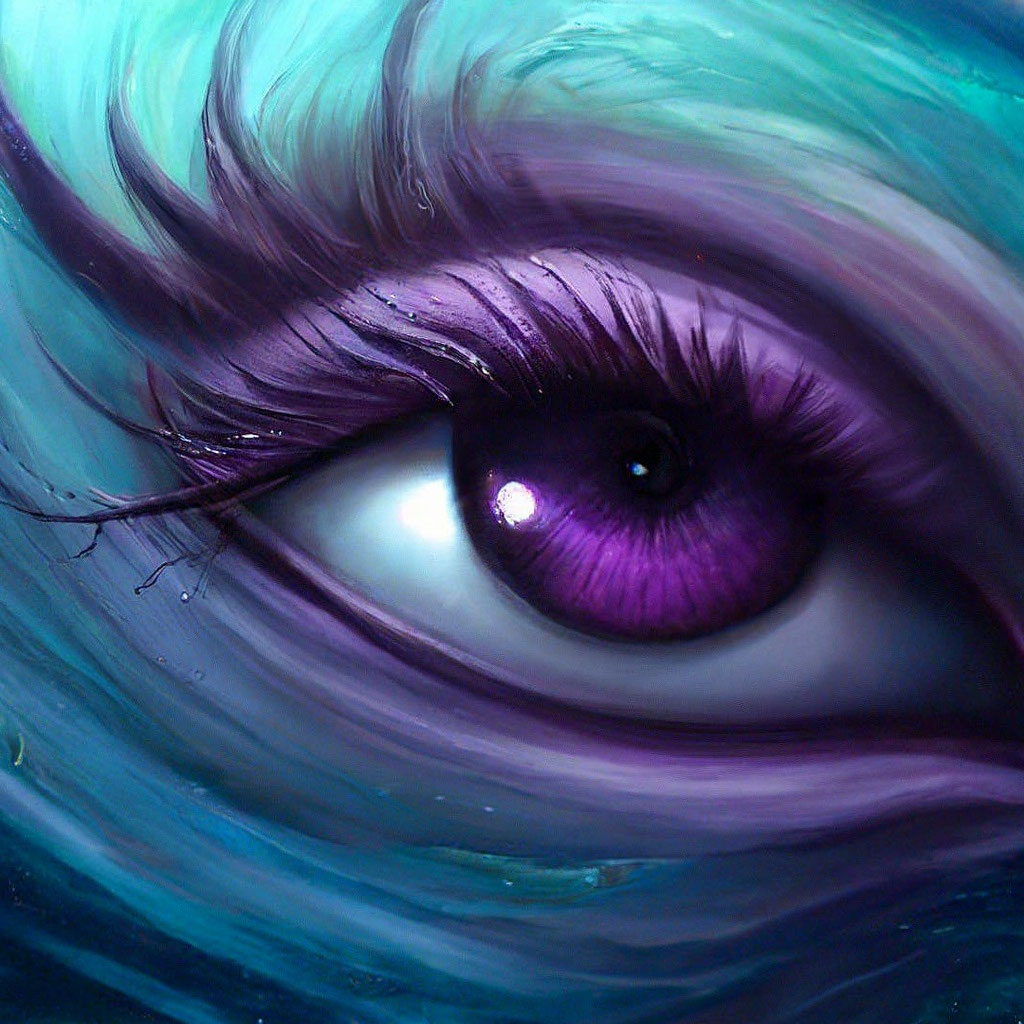 Фиолетовые глаза смотрящие в воде, …» — создано в Шедевруме