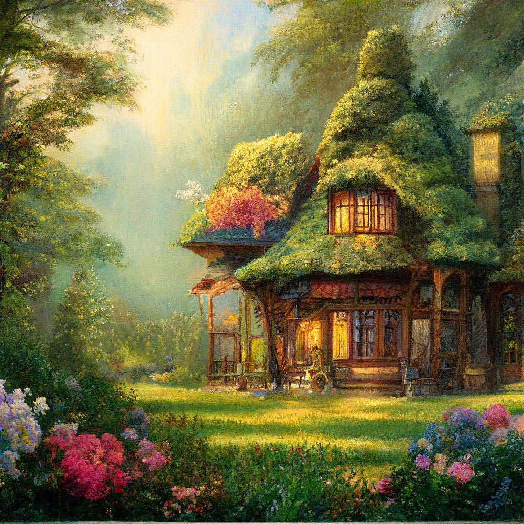 «Волшебный дом на лесной поляне зел…» — создано в Шедевруме