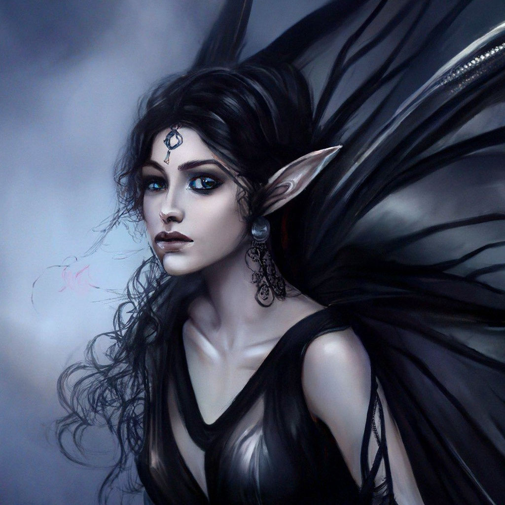 Мрачная фея в черном цвете» — создано в Шедевруме