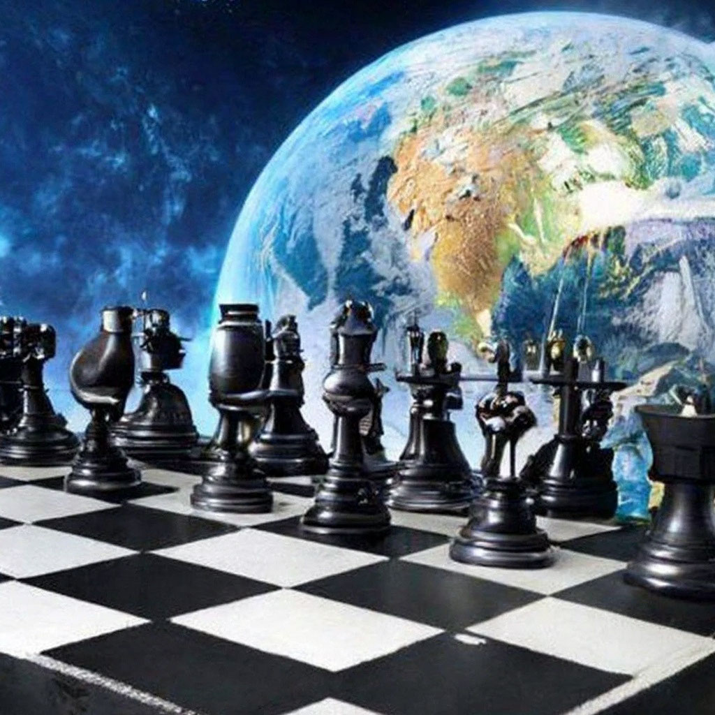 Огромные шахматы на фоне земля» — создано в Шедевруме