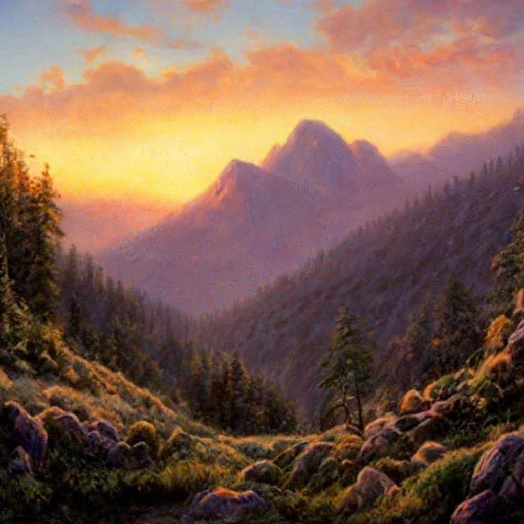 «Закат в горах» — создано в Шедевруме