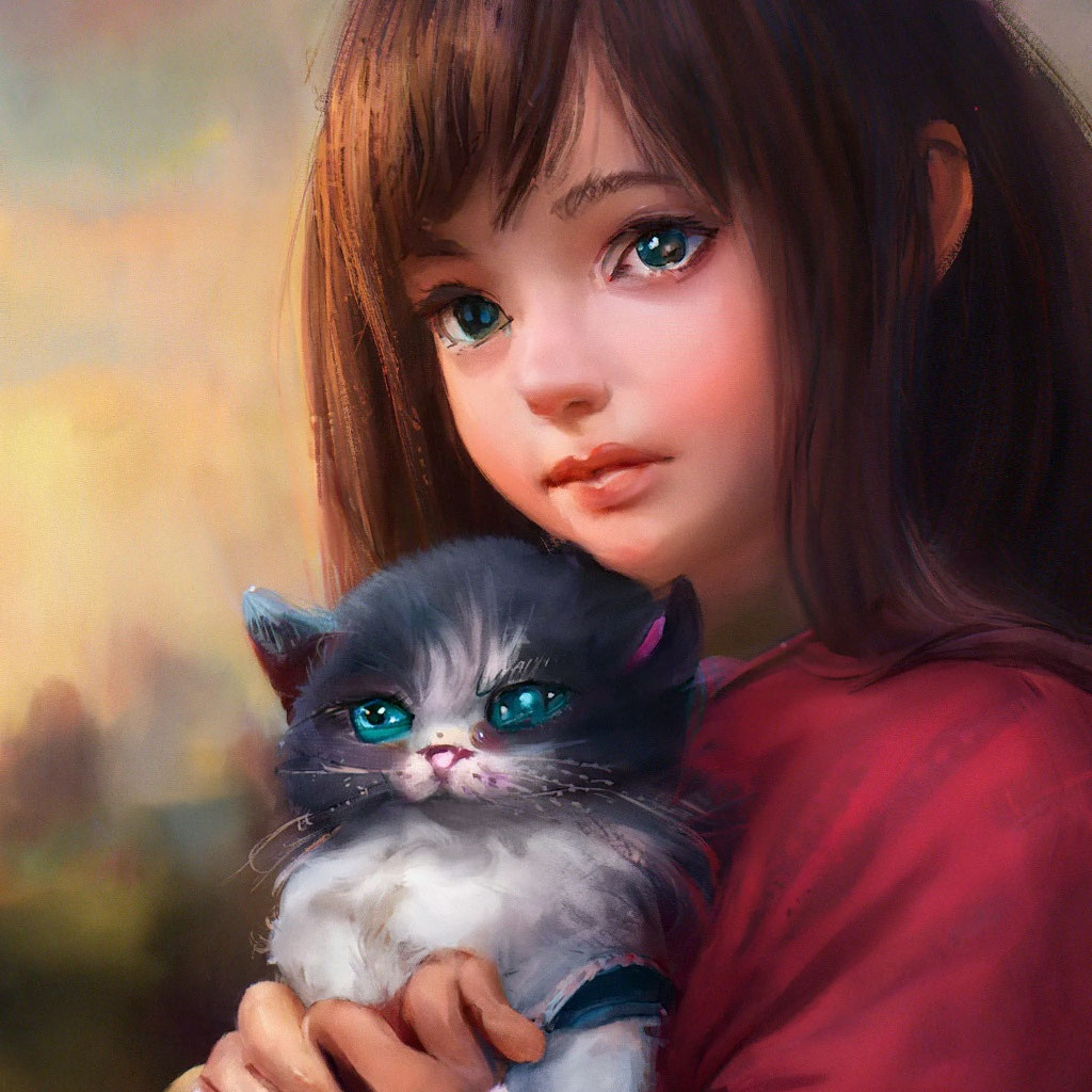 Девочка с котенком