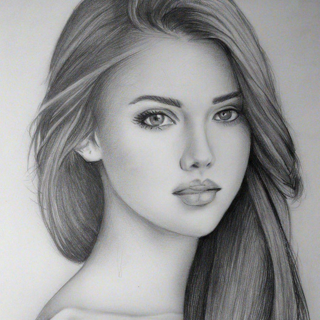 Красивая девушка рисунок карандашом» — создано в Шедевруме