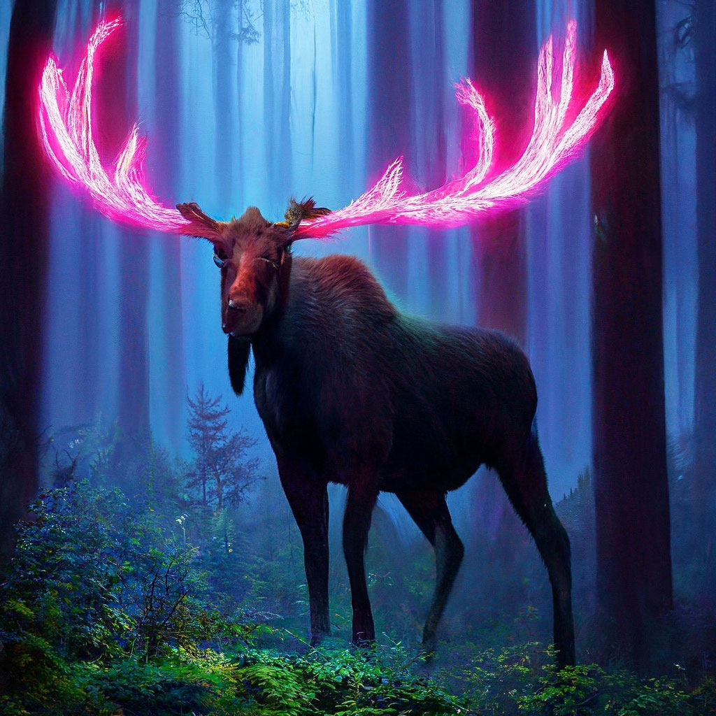 «Лось с огромными светящихся рогами …» — создано в Шедевруме