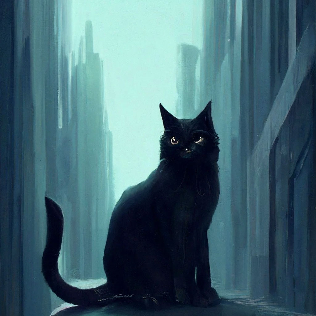Жил да был чёрный кот за углом…» — создано в Шедевруме