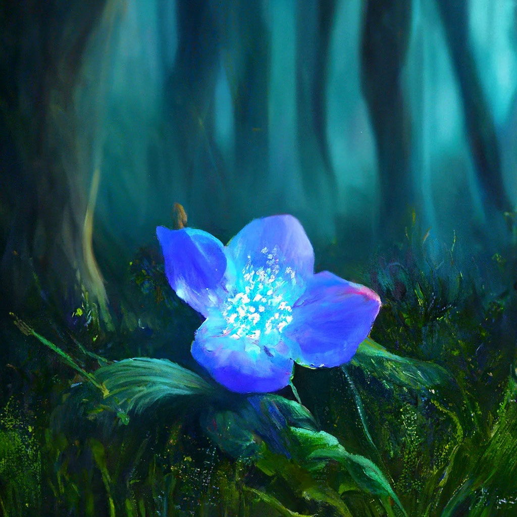 В полумраке леса, горит голубым …» — создано в Шедевруме