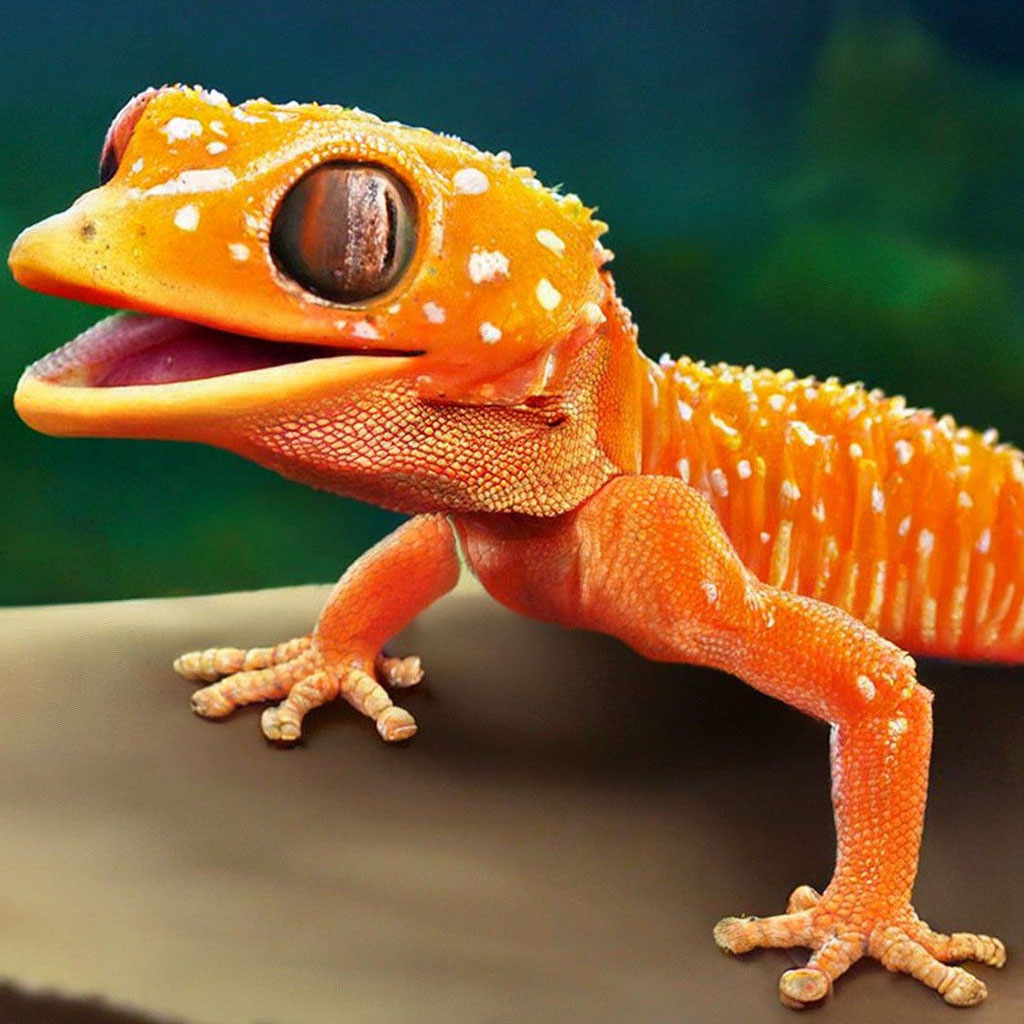 Оранжевый геккон с длинными ресницами…» — создано в Шедевруме