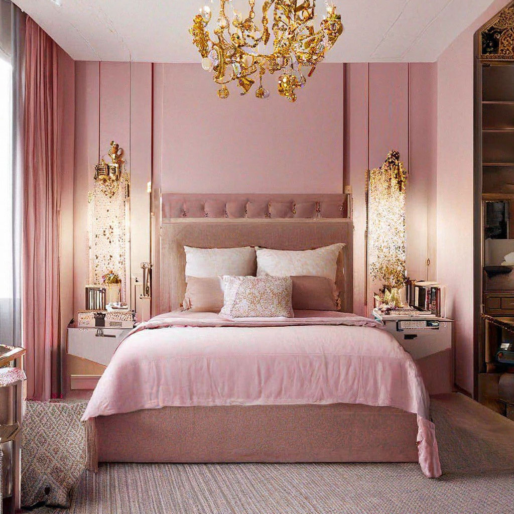 Спальни в розовых цветах (60 фото)