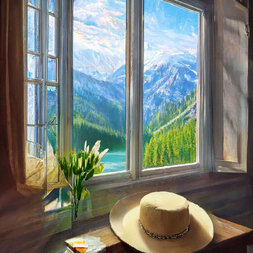 Красивейший вид из окна на горы, …» — создано в Шедевруме