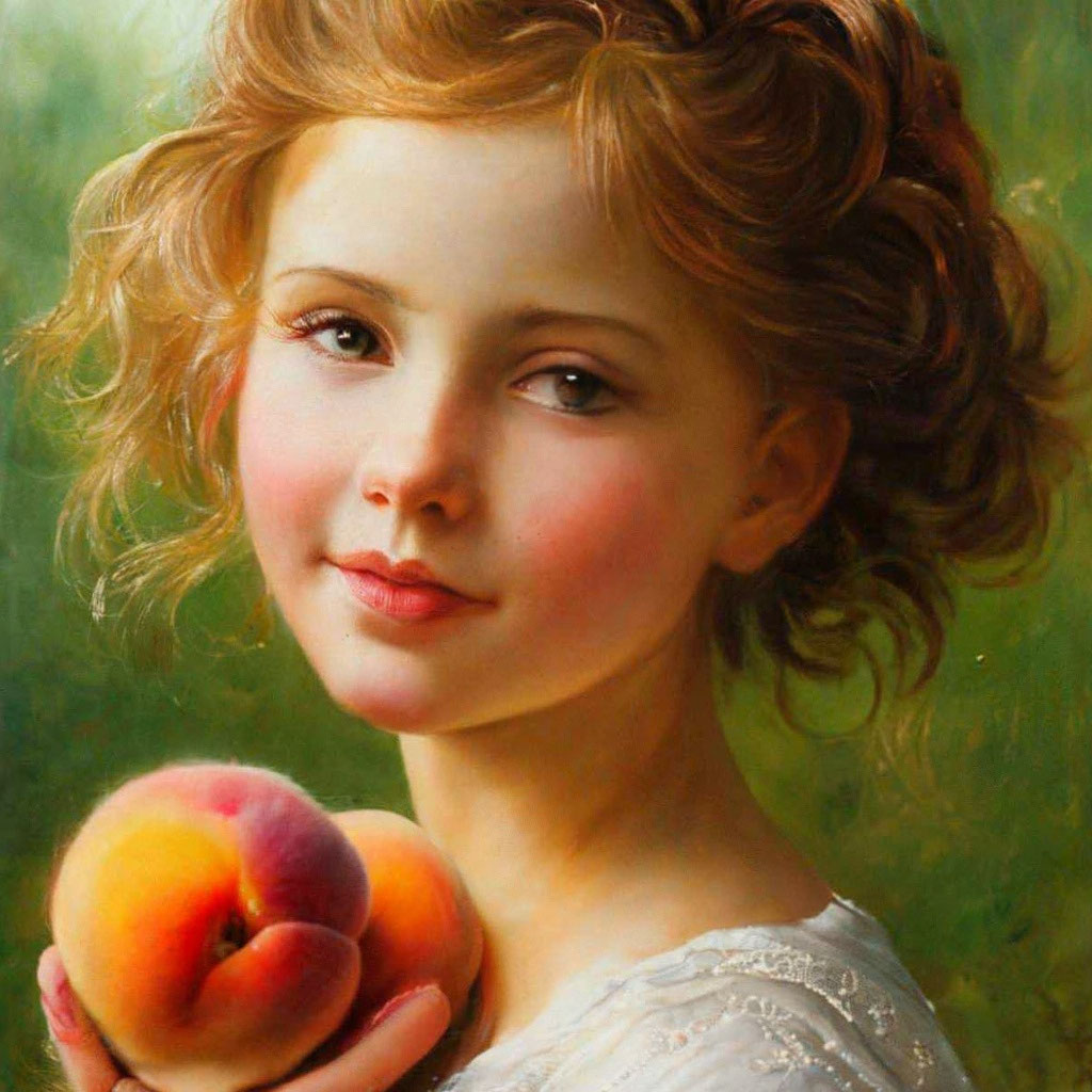 «Девочка с персиками» — создано в Шедевруме