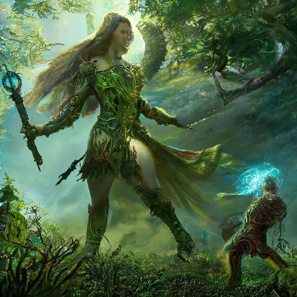 "The goddess of nature and man in an …" — image created in Shedevrum