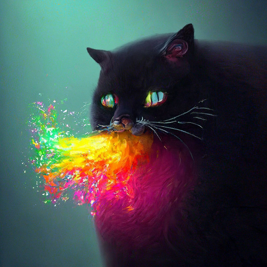 Очень Толстый кот блюет радугой. …» — создано в Шедевруме
