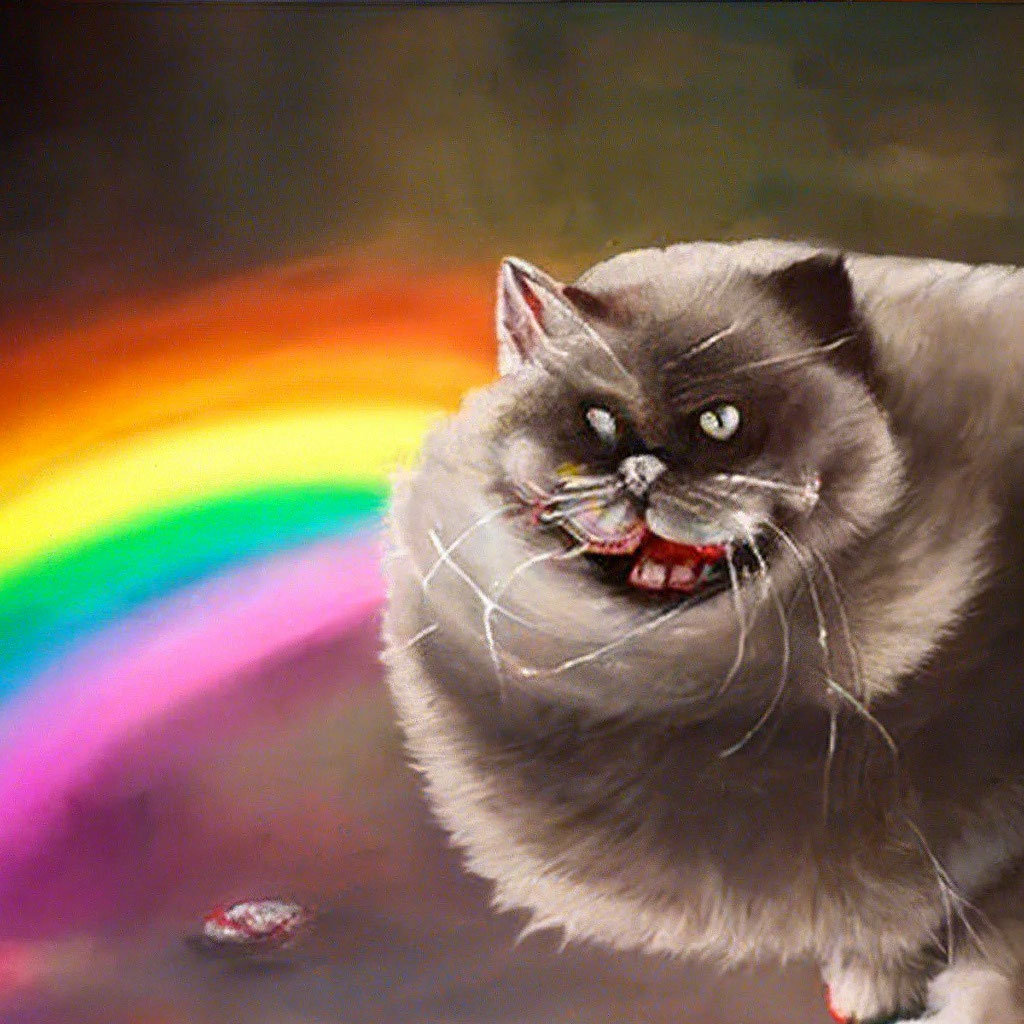Очень Толстый кот блюет радугой. …» — создано в Шедевруме
