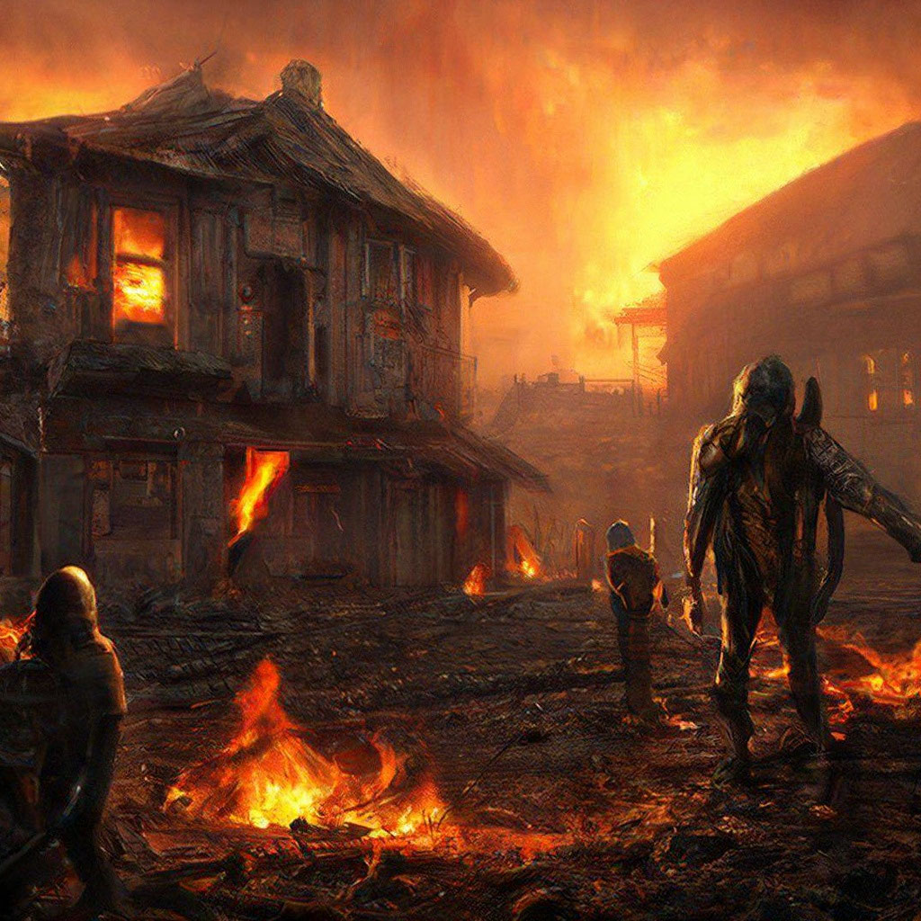 Демон апокалипсиса деревня в огне …» — создано в Шедевруме