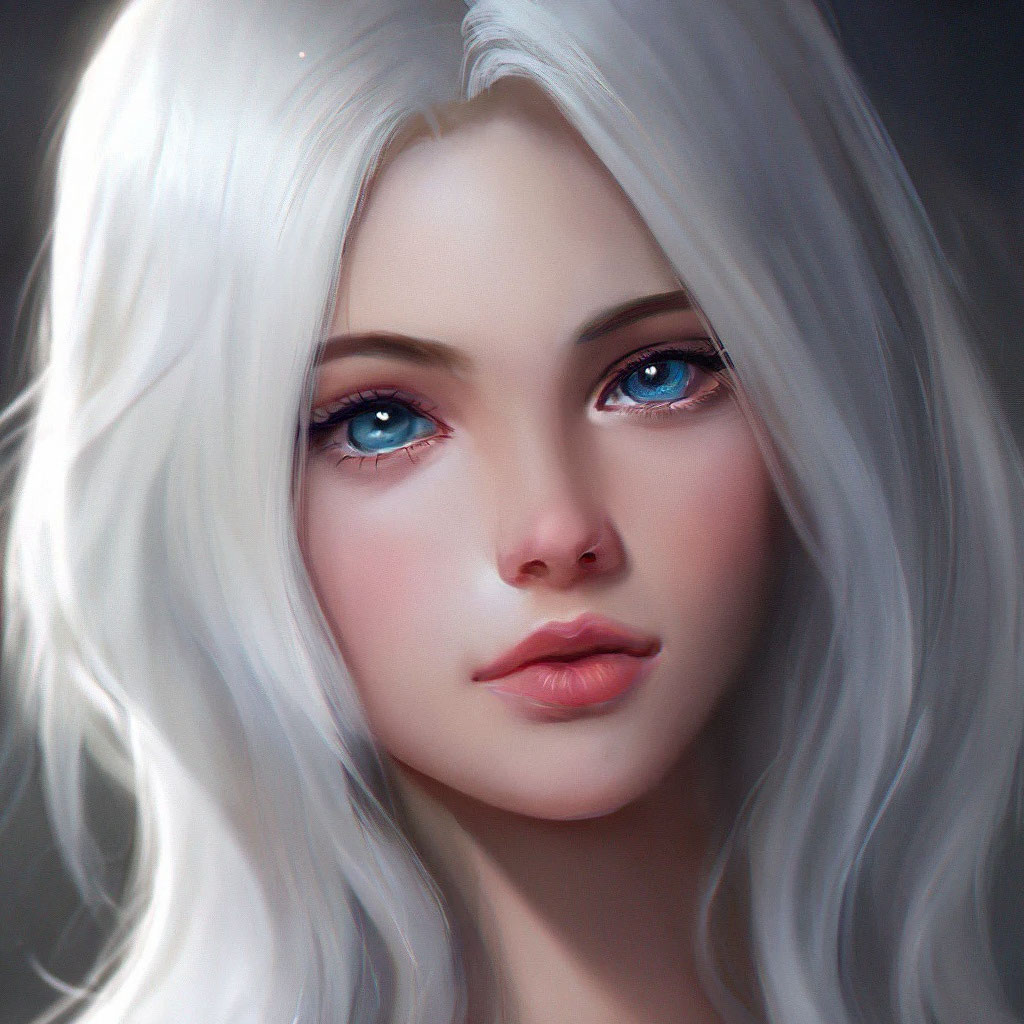 Красивая девушка с белыми волосами …» — создано в Шедевруме