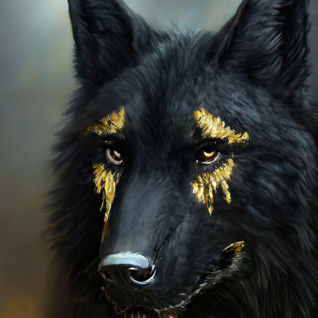 Черный волк с золотыми жилами, …» — создано в Шедевруме