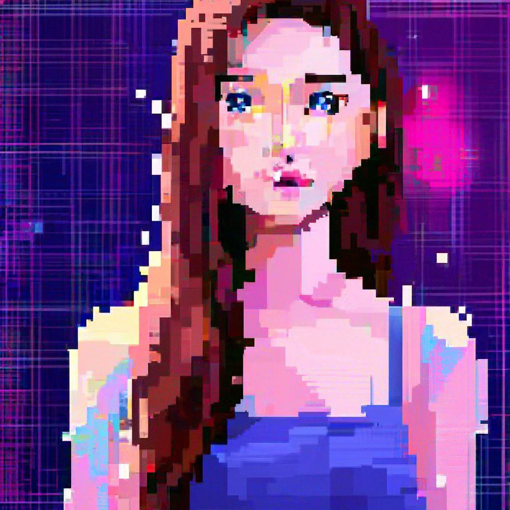 Красивая девушка pixel art» — создано в Шедевруме