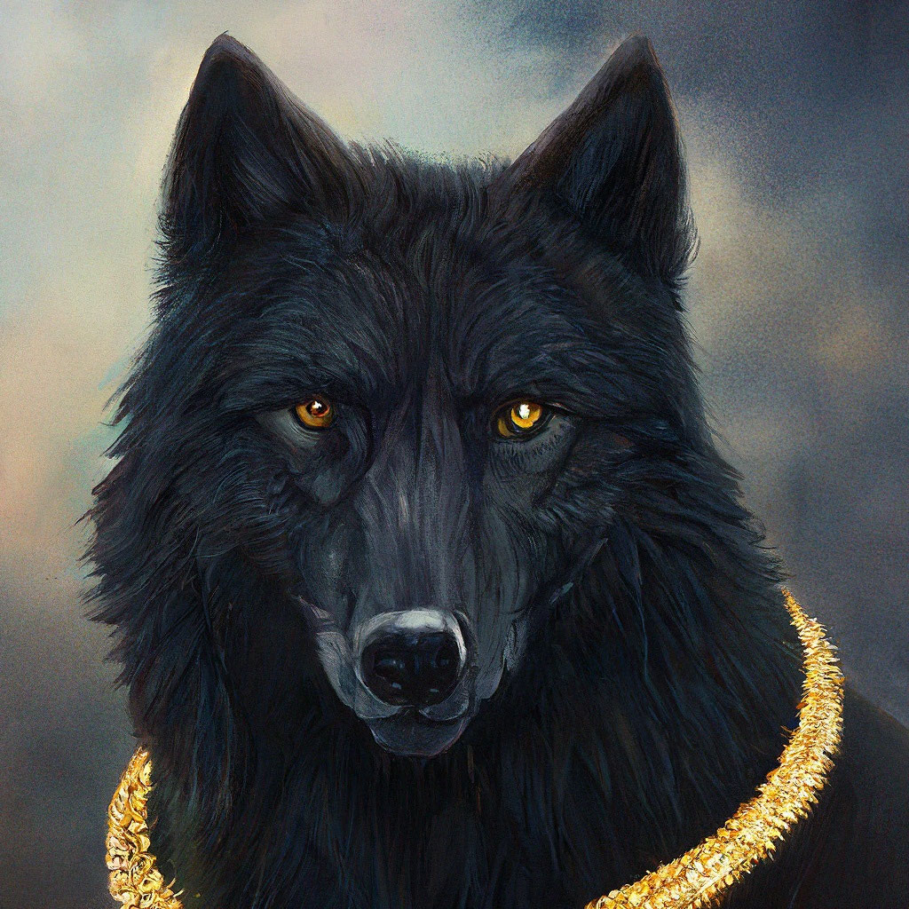 Черный волк с золотыми жилами, …» — создано в Шедевруме