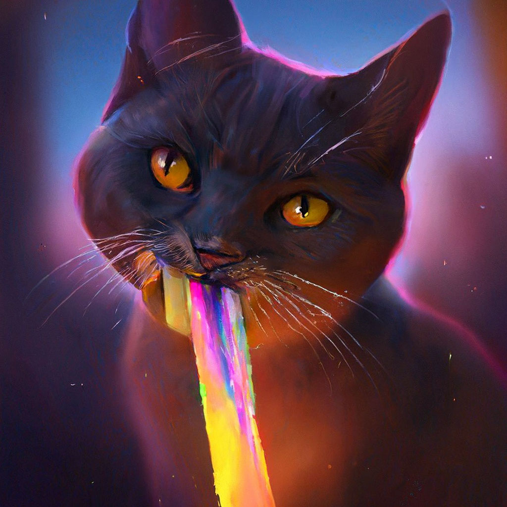 Кот который блюет радугой фоториализм» — создано в Шедевруме