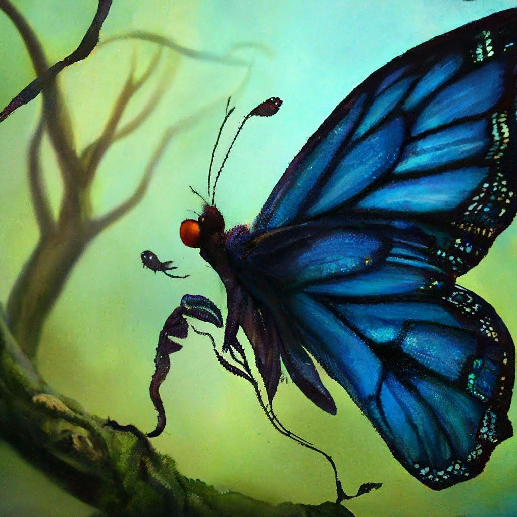 Бабочка на дереве | Премиум Фото