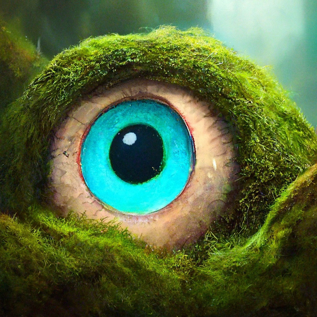 «Глазастик радостный во мху под …» — создано в Шедевруме