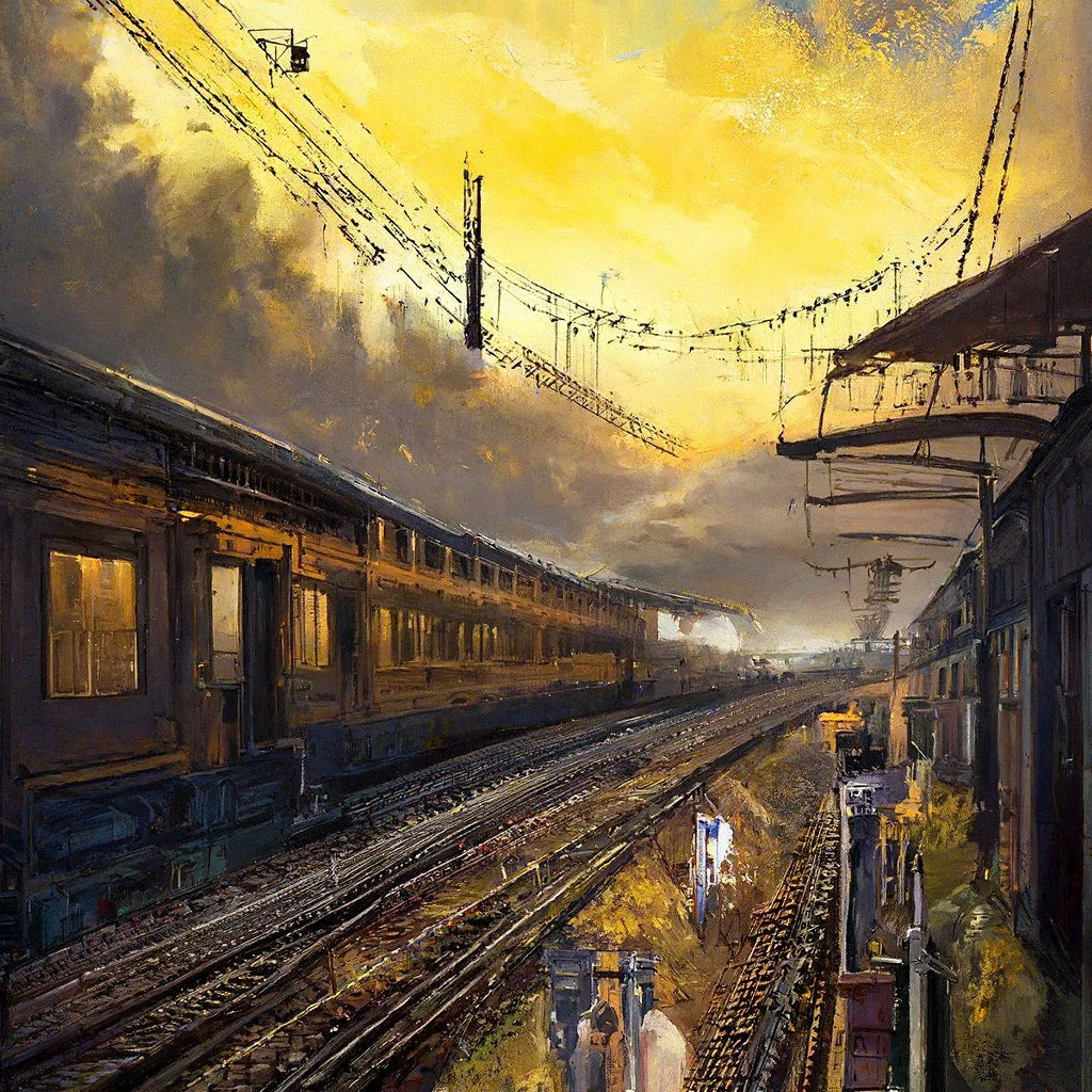 Жёлтое небо и вокзал» — создано в Шедевруме