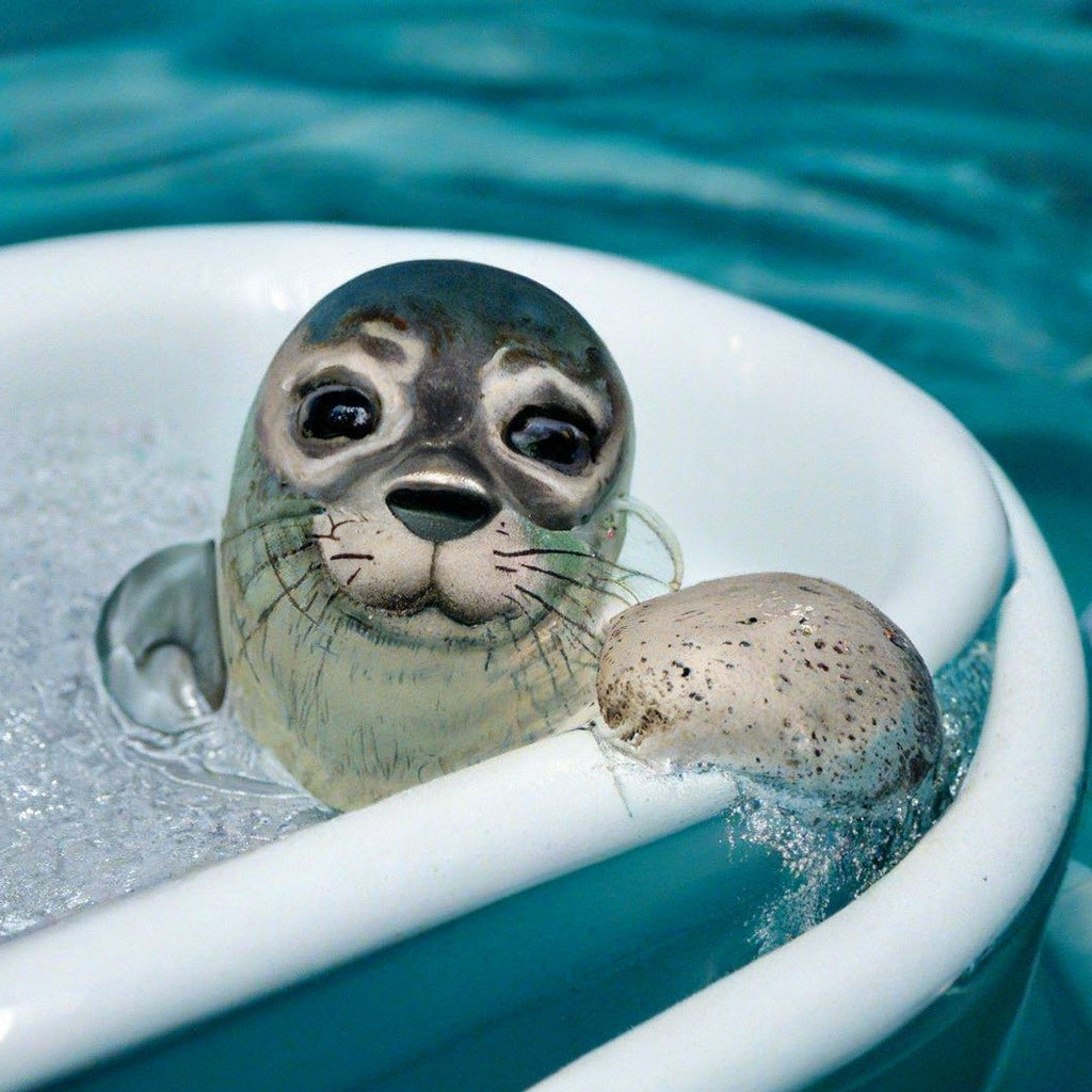 «Милый тюлень в ванне» — картинка создана в Шедевруме