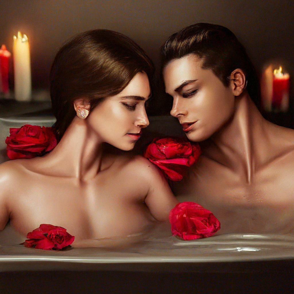 Девушка и парень в ванной фотография #1782434