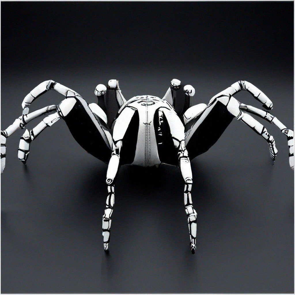 Чёрно-белый робот паук» — создано в Шедевруме
