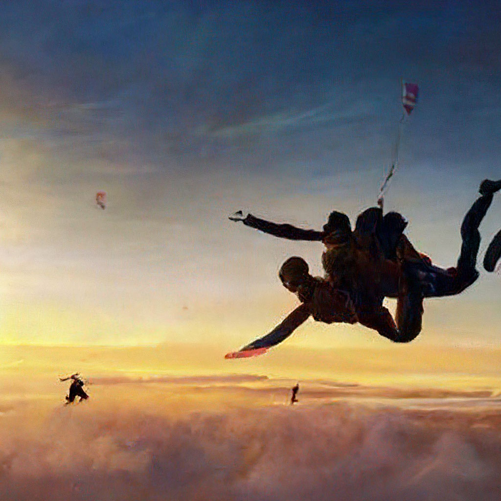 «Люди прыгают с парашютом арт 4K …» — картинка создана в Шедевруме