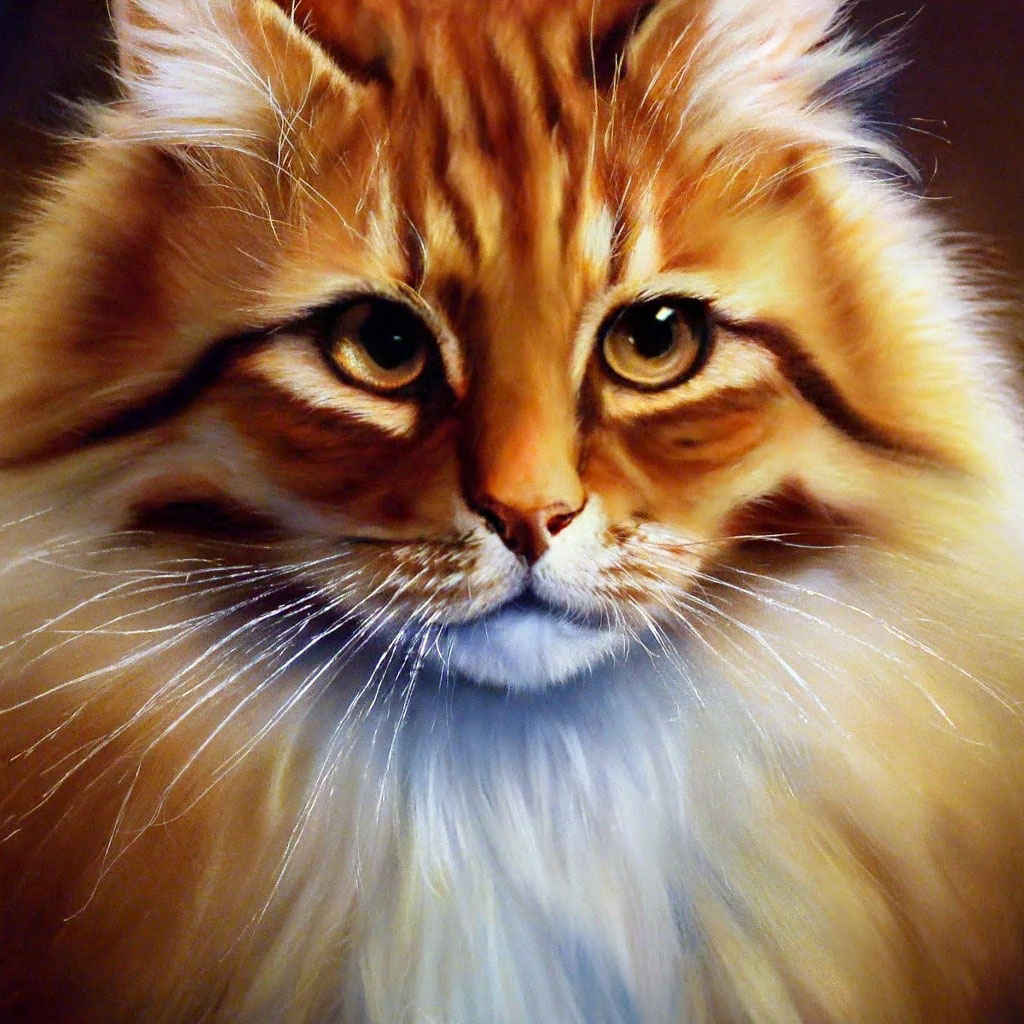 Кареглазый пушистый темно рыжий котик» — создано в Шедевруме