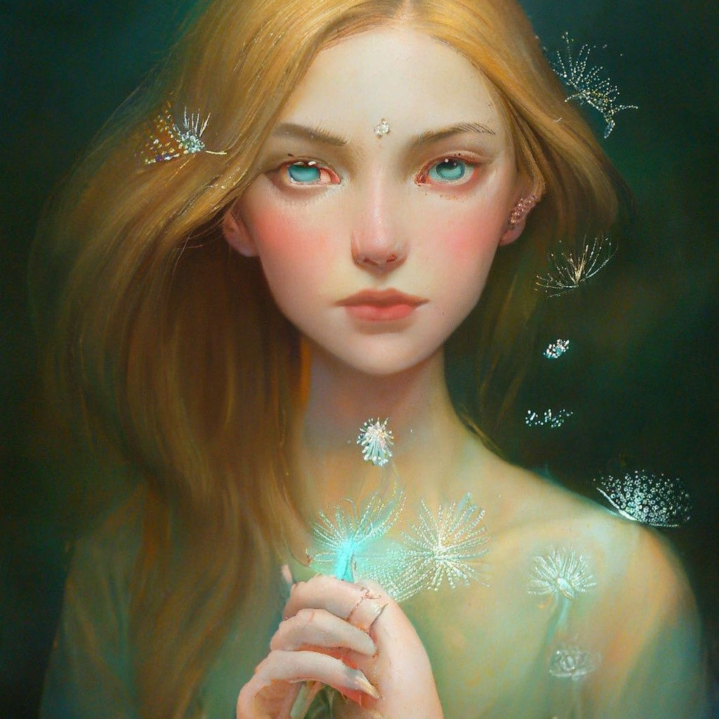 «Девушка-одуванчик утонченные линии, …» — создано в Шедевруме