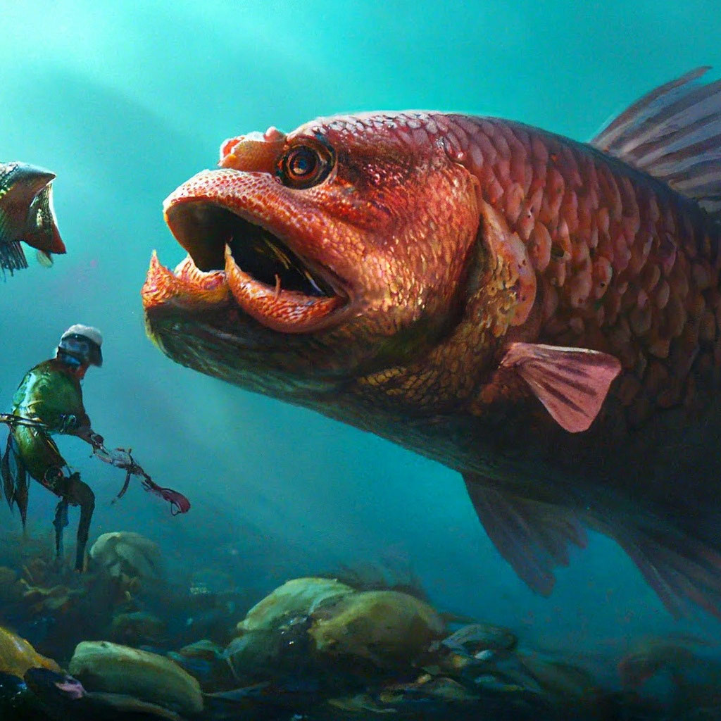 «Рыба охотиться на рыбака» — создано в Шедевруме