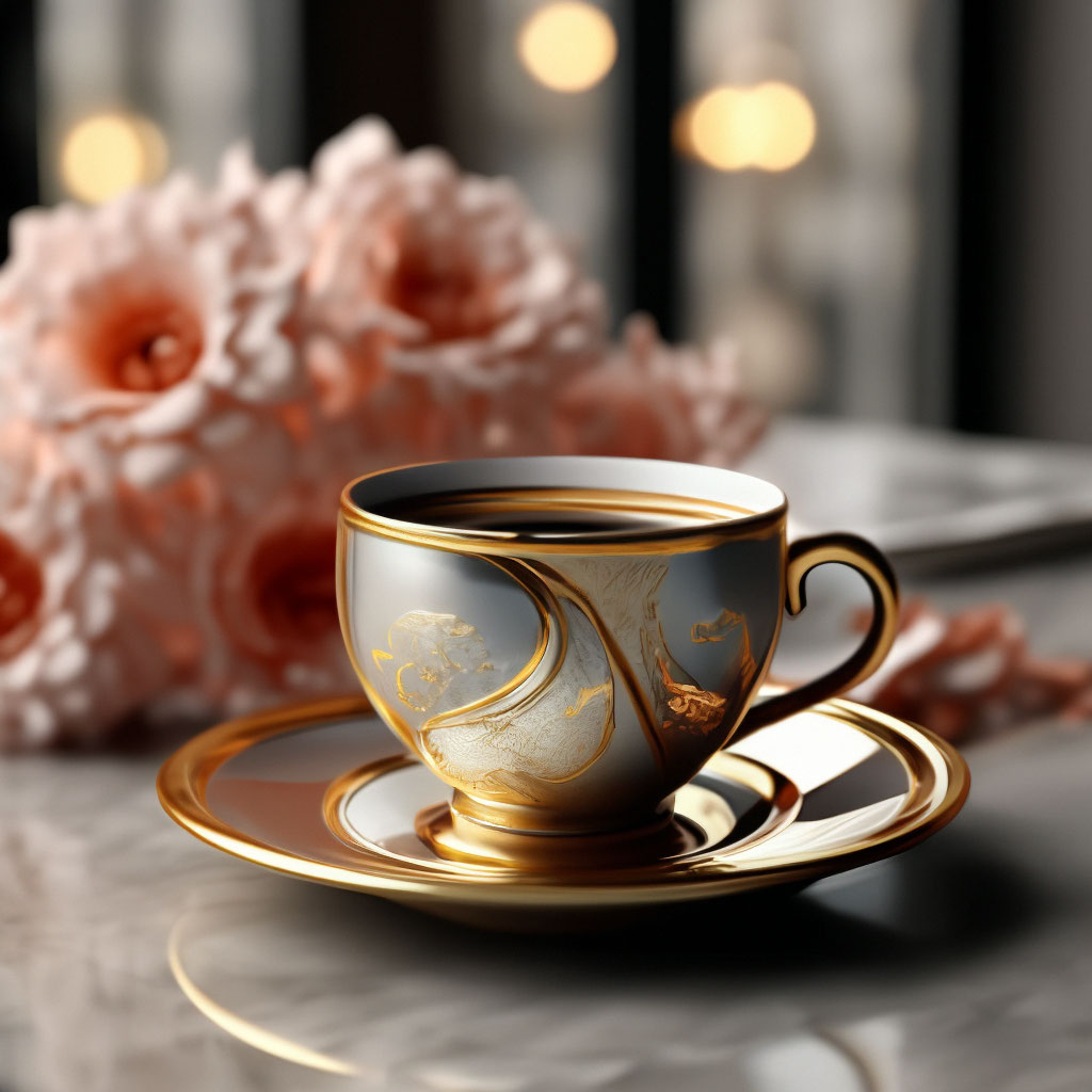 Красивая чашка дымящегося кофе на …» — создано в Шедевруме