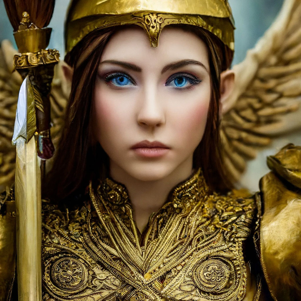 «Девушка амазонка с копьём, золотым…» — создано в Шедевруме